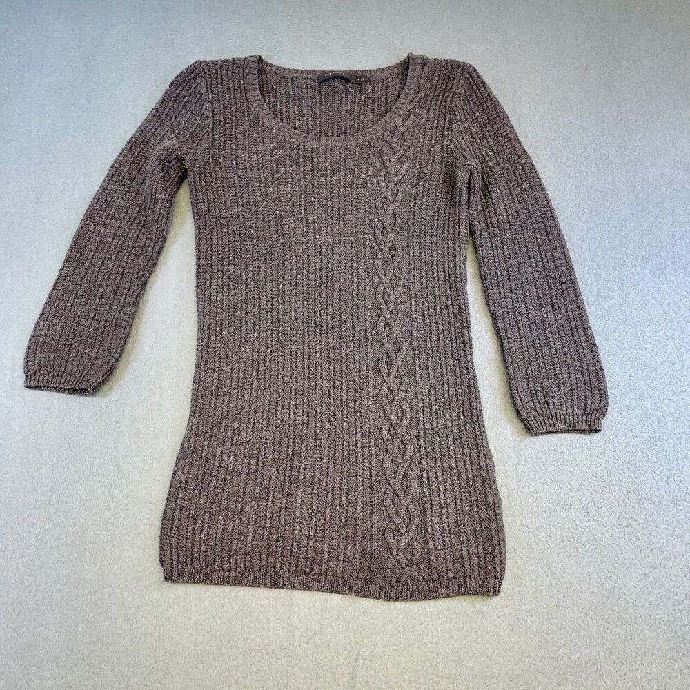 The Limited Cable Knit Sweater Dress Brown Long Sleeve Knit Dress Womens Size S